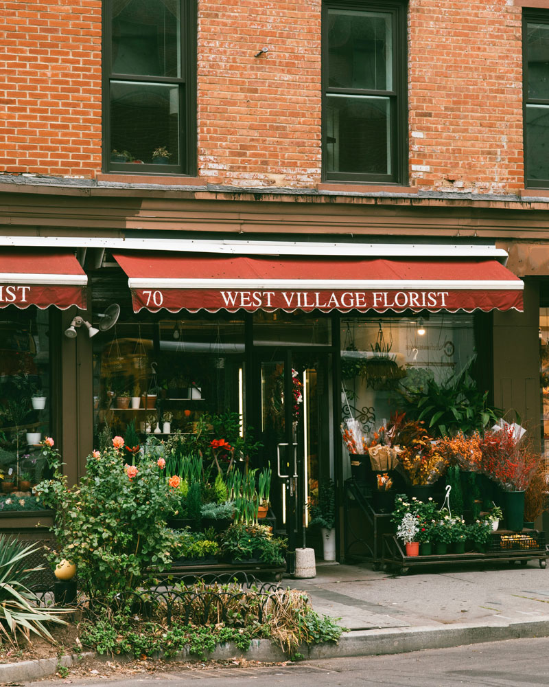 Street view of the West Village Florist in Manhattan near the new luxury condos for sale at The Village West.